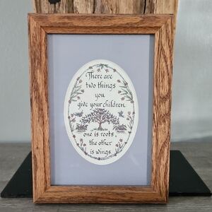 6 × 8 1/4 Creative Calligraphy Apple Tree Primitive Country Oak Framed  Picture